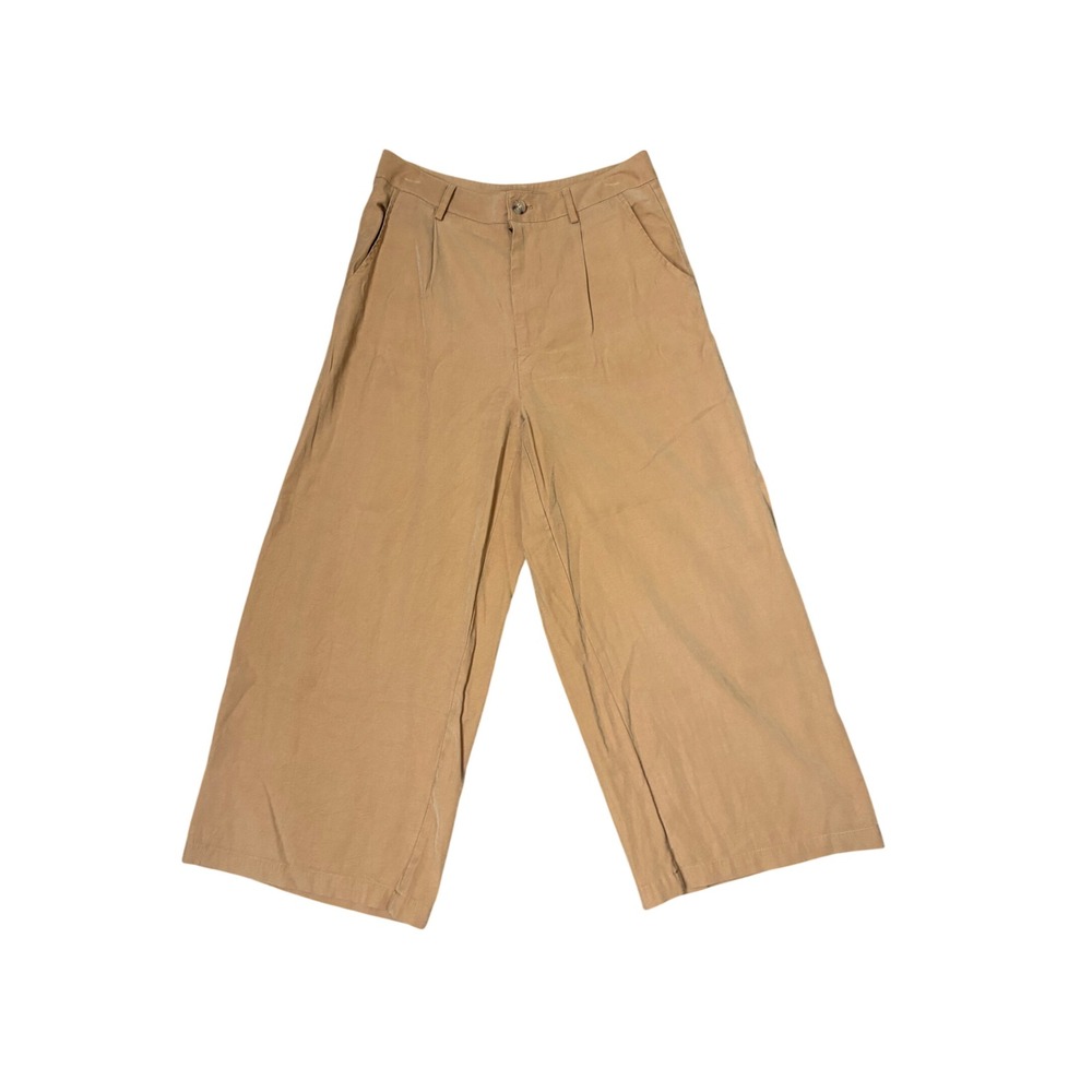 Blue Rain Francescas Camel Tan Wide Leg Pleated Trousers Pants WS30834 Size M